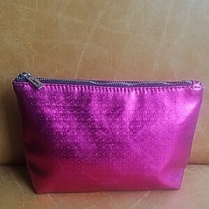 YSL Yves Saint Laurent Metallic Pink Cosmetic Makeup Clutch Bag